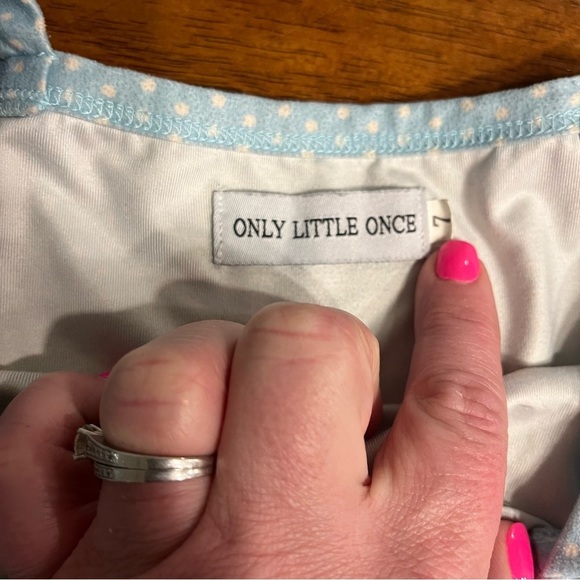 Only Little Once blue dot candy cane gown pajamas nightgown size 7 - Picture 4 of 5